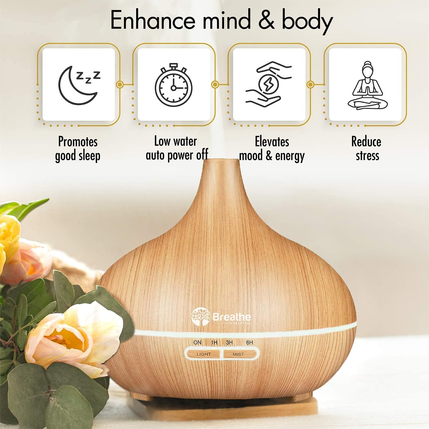 Oil Diffuser | 550Ml Diffusers for Essential Oils with Cleaning Kit & Measuring Cup, 18 Hour Runtime, 16 LED Light Settings